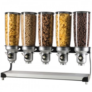 Cal Mil 3516-5-13 31-Inch Cereal Dispenser with 5 Cylinders Black Metal