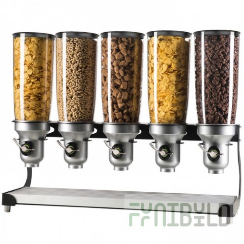 Cal Mil 3516-5-13 31-Inch Cereal Dispenser with 5 Cylinders Black Metal