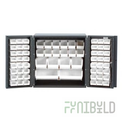 Quantum QSC-36-MINCL 36 Inch Bin Cabinet with 52 Clear Bins 14 Gauge Steel