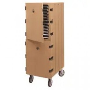 Cambro 1826DTC157 33 Inch Double Cavity Cabinet for Trays and Sheet Pans Polyethylene Coffee Beige