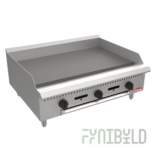 BakeMax BATG36 36 Inch Gas Griddle Countertop with Thermostatic Controls 90000 BTU