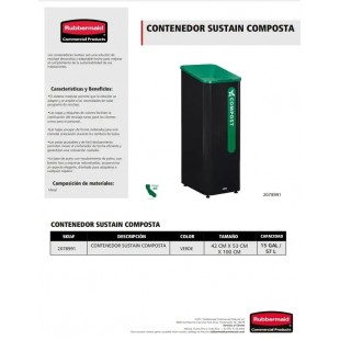 Rubbermaid 2078991 Sustain Decorative Organic Waste Container Indoor Use 15 Gallon Rubbermaid 2078991 Sustain Decorative Organic Waste Container Indoor Use 15 Gallon
