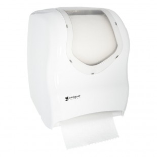 San Jamar T1370WHCLAI 12-11/16 Inch Paper Towel Dispenser Touchless White Plastic with Ad Insert