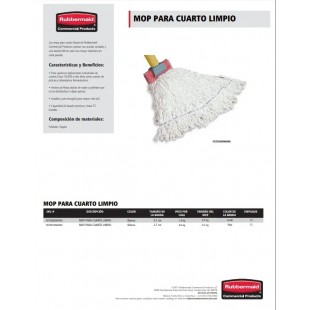 Rubbermaid Commercial Products FGT30100WH00 Large Clean Room Mop Head Rayon Polyester Blend