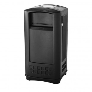 Rubbermaid FG9P9100BLA 35 Gallon Ash Tray Receptacle Black with Ashtray Top
