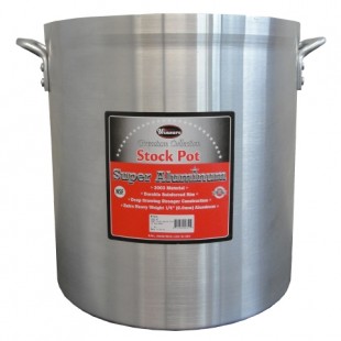 Winco AXHH-60 60 Quart Aluminum Stock Pot without Cover Reinforced Design