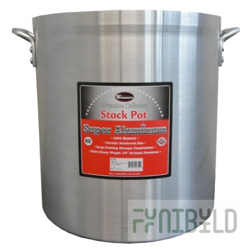 Winco AXHH-60 60 Quart Aluminum Stock Pot without Cover Reinforced Design