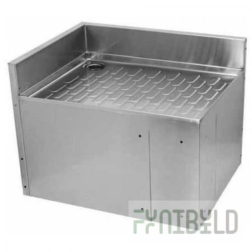 Glastender C-CIR-24/30L 30 Inch Seamless Underbar Drainboard Stainless Steel with Backsplash