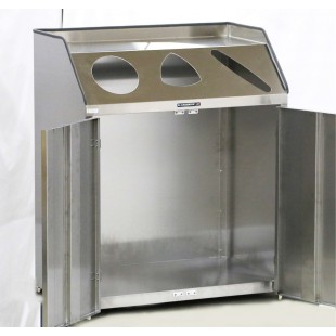 Lakeside 4315 37-1/2 Inch Waste and Recycle Station Stainless Steel 3 Stream