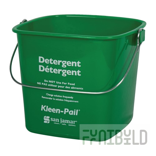 San Jamar KP256GN 8 Qt Ergonomic Handle with Bail Green Bucket Plastic