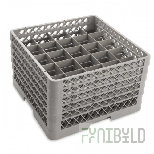 Vollrath TR6BBBBA-19 19 Inch Full Size Glass Rack 25 Compartment Tray with Extenders