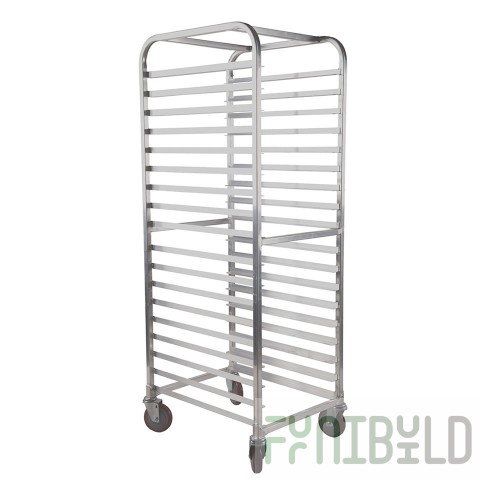 Winholt AL-1815B-TG 26 Inch Pan Rack Mobile Aluminum Open Sides with Slides
