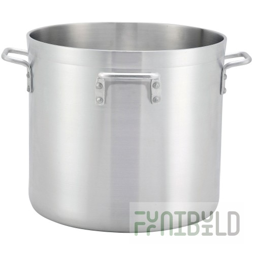 Winco AXHH-12 12 Quarts Stock Pot Aluminum Without Cover Reinforced Rim