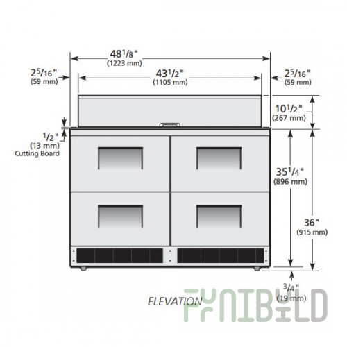 True Refrigeration TFP-48-18M-D-4~SPEC3 48 Inch Sandwich/Salad Unit with Stainless Steel - 2 Section