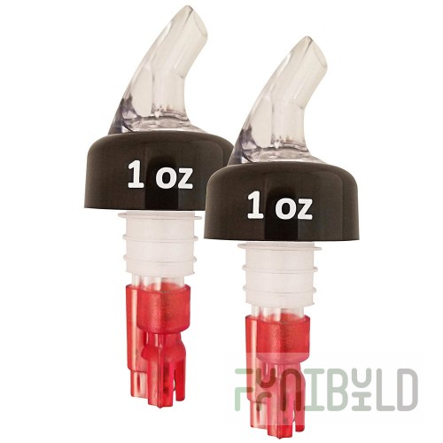Winco 23751 1 Oz. Benchmark Pourers Drink Bar Mix Pourer Spout Red 2 Packs