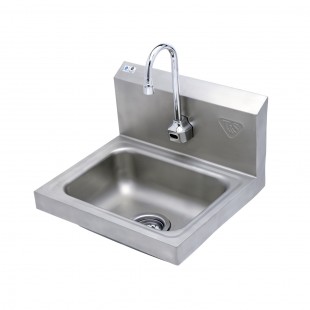T&S Brass EC-3101-HG-1W Hand Sink Stainless Steel With Single Hole Wall Mount Electronic Sensor Faucet With Polished Chrome Plated Brass Body And 4 1/8