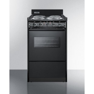 Summit TEM110BRWY 20 Inch Electric Range with Storage Black and Stainless Steel Summit TEM110BRWY 20 Inch Electric Range with Storage Black and Stainless Steel