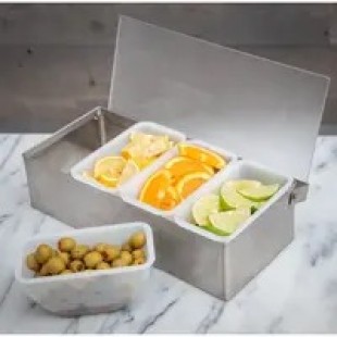 Carlisle 38704CNS 23-7/8 Inch Condiment Dispenser Caddy Stainless Steel with Hinged Acrylic Lids Carlisle 38704CNS 23-7/8 Inch Condiment Dispenser Caddy Stainless Steel with Hinged Acrylic Lids