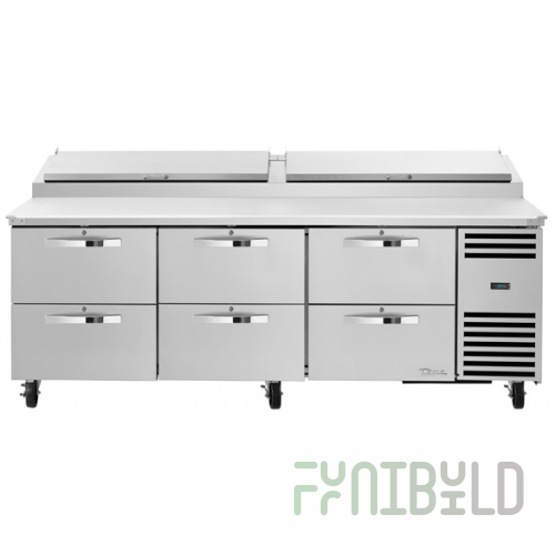 True Refrigeration TPP-AT2-93D-6-HC~SPEC3 93 Inch Stainless Steel Pizza Prep with 6 Drawers