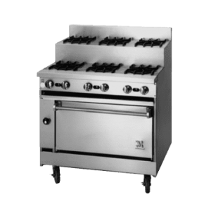 Jade Range JBRE-3-3-36C 36 Inch Gas Restaurant Range with Convection Oven 6 Burner 150000 BTU