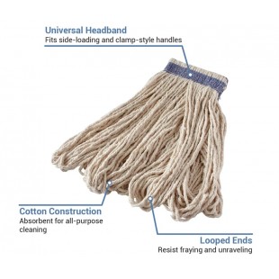 Rubbermaid Commercial Products FGE13600WH00 16 Oz Cotton Mop Head All Purpose White