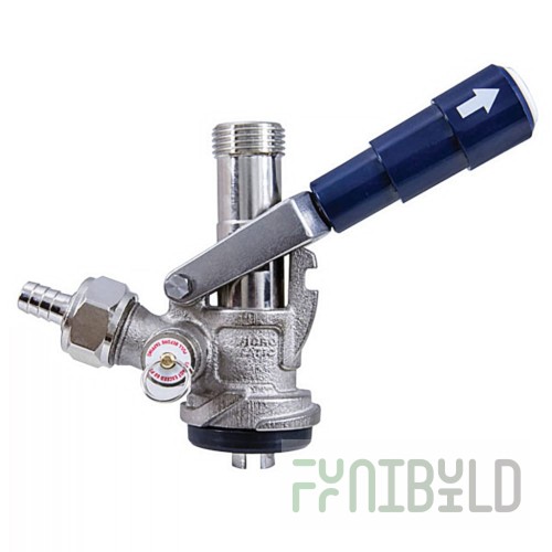 Micro Matic 7486BB 3.5 Inch S System Keg Coupler with Chrome-plated Brass Body and Probe Blue