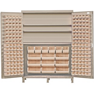 Quantum QSC-BG-60SCL 60 Inch Storage Cabinet Heavy-Duty with Bins Beige Finish Quantum QSC-BG-60SCL 60 Inch Storage Cabinet Heavy-Duty with Bins Beige Finish
