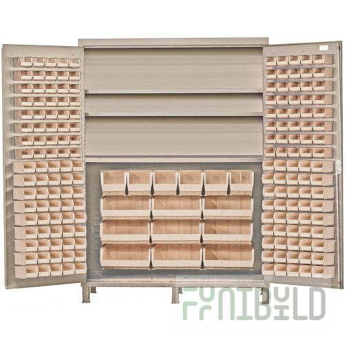 Quantum QSC-BG-60SCL 60 Inch Storage Cabinet Heavy-Duty with Bins Beige Finish