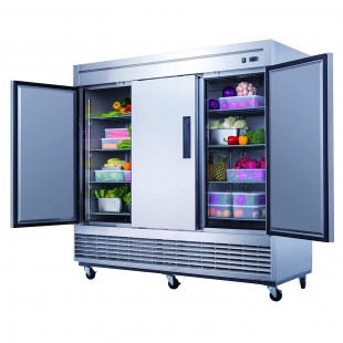 Dukers Appliance Co. USA Ltd. D83RF 82 Inch Refrigerator Freezer Reach-in 3 Section with Adjustable Shelves