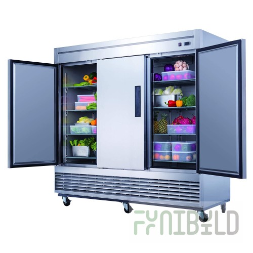 Dukers Appliance Co. USA Ltd. D83RF 82 Inch Refrigerator Freezer Reach-in 3 Section with Adjustable Shelves