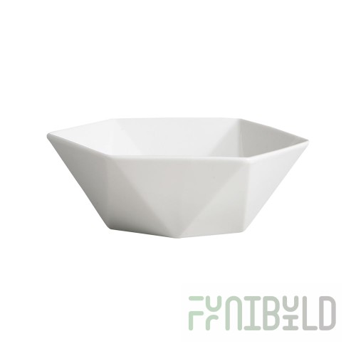 Cameo China 708-94 52 Oz. Hexagonal Bowl Ceramic White with Vitrified Glaze