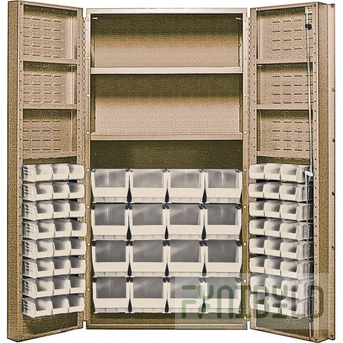 Quantum QSC-BG-64-2S-6DSCL 36 Inch Heavy-Duty Storage Cabinet with Clear Bins