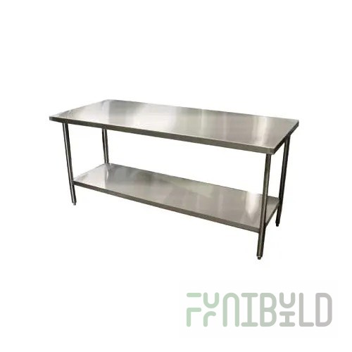 Winholt DTS-3096-14 96 Inch Work Table 14 Gauge Stainless Steel Top with Open Undershelf