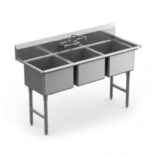 Winholt WS3T1620-14DP-14GA-2D18 88 Inch Sink with Three Compartment and Drain-boards Winholt WS3T1620-14DP-14GA-2D18 88 Inch Sink with Three Compartment and Drain-boards