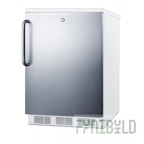 Summit FF6LW7SSTB 24 Inch Undercounter Refrigerator 5.5 cu ft Freestanding Stainless Steel White