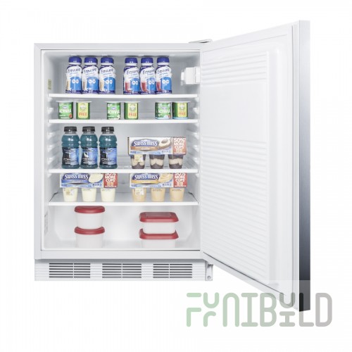 Summit FF7WSSHH 23 Inch Undercounter Refrigerator 5.5 Cu Ft One Section Stainless Steel White
