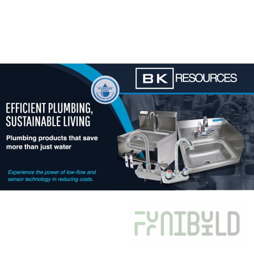 BK Resources BKHS-D-1410-B 14 Inch Hand Sink Wall Mounted Stainless Steel with Drain