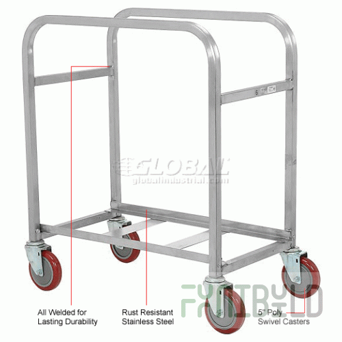 Winholt SS-L-2 25 Inch Mobile Lug Cart with Gusset Legs Stainless Steel