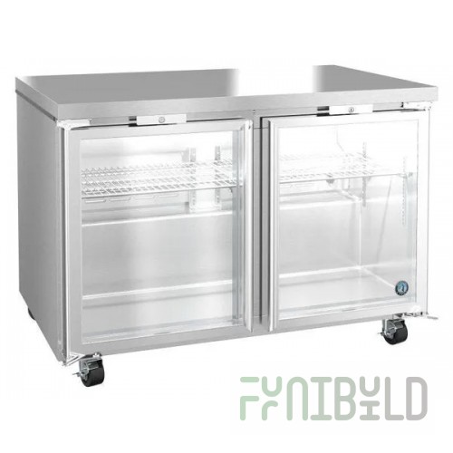 Hoshizaki UR48A-GLP01 48 Inch Two Section Undercounter Refrigerator 13.66 cu ft Stainless Steel with Hinged Glass Doors
