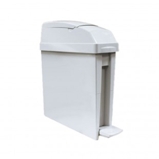 Rubbermaid FG402338 22 Inch White Trash Receptacle Plastic with Hinged Lid