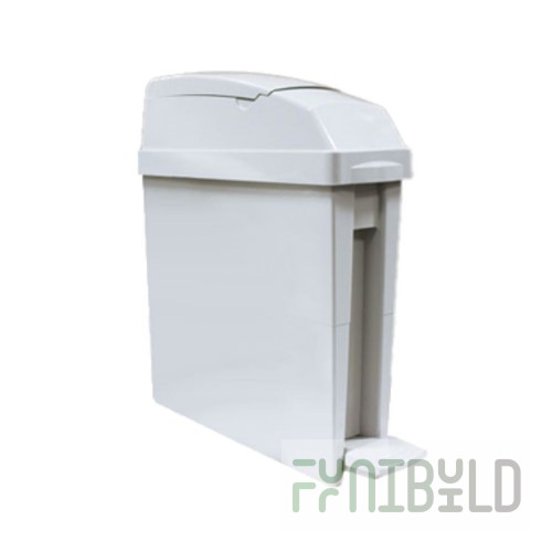 Rubbermaid FG402338 22 Inch White Trash Receptacle Plastic with Hinged Lid