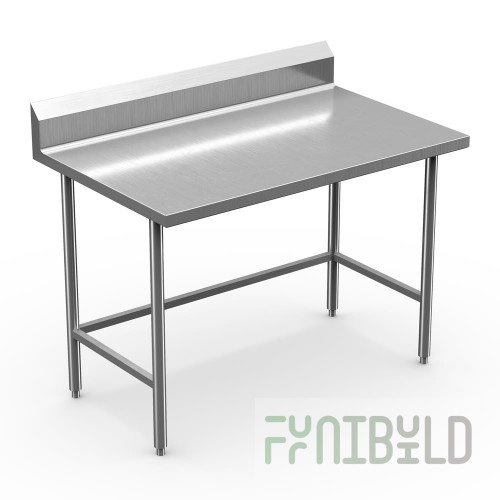 Winholt DTBB-2448-14 48 Inch Work Table with 6 Inch Boxed Backsplash Stainless Steel