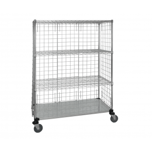 Quantum WRCS4-74-2448EP-LH45C 48 Inch Wire Enclosed Cart Mobile with Three Shelves