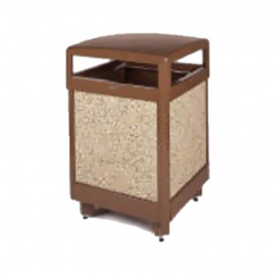 Rubbermaid Commercial Products FGR48HT201PL 26 Inch Aspen Waste Receptacle Brown Steel Stone