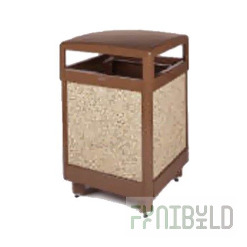 Rubbermaid Commercial Products FGR48HT201PL 26 Inch Aspen Waste Receptacle Brown Steel Stone