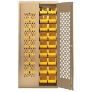 Quantum MESH-BG-250CL 36 Inch Specialty Bin Cabinet Heavy-duty Beige Steel with Bins