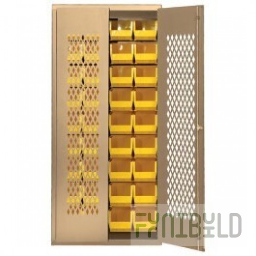 Quantum MESH-BG-250CL 36 Inch Specialty Bin Cabinet Heavy-duty Beige Steel with Bins