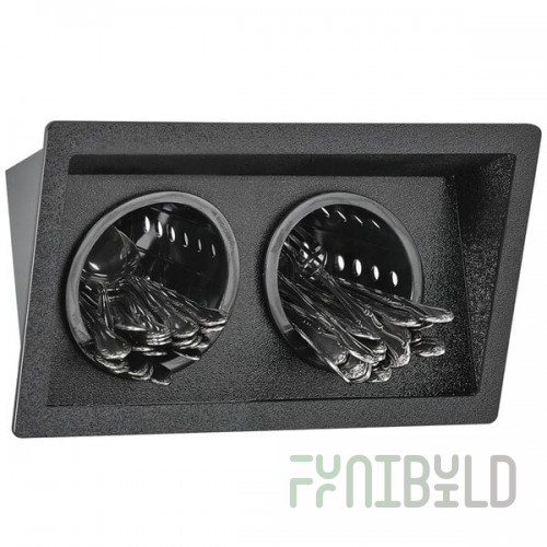 Vollrath FMF-2 12-1/8 Inch Flatware Holder Plastic Black with Cylinders