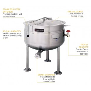 Cleveland KDL40F 40 Gallon Kettle Direct Steam with Full Jacket Stainless Steel