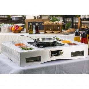 Tablecraft CWACTION1RSATBK 25 Inch Induction Countertop Station Kit with Cooling Plates